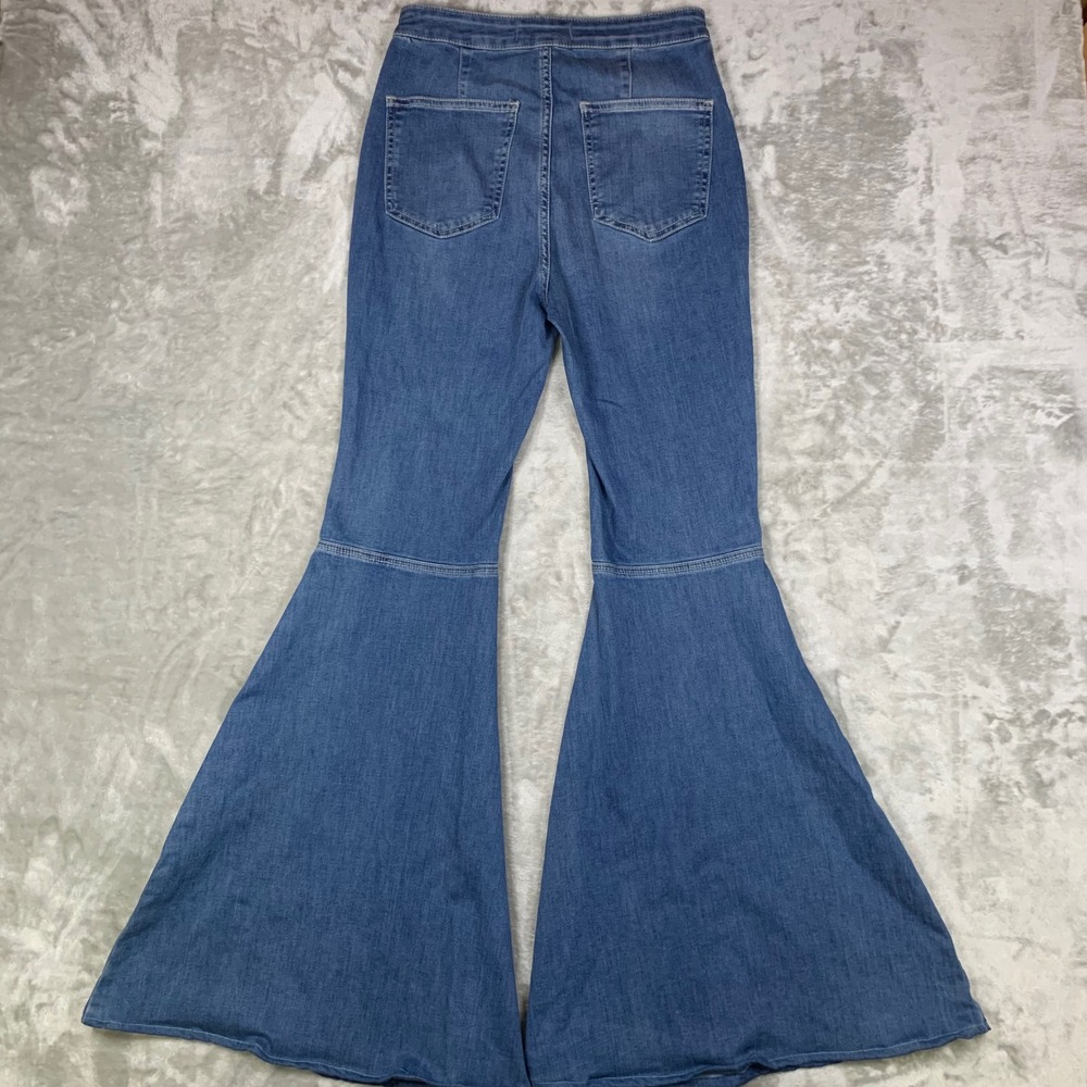 We The Free Just Float On Flare Jeans Blue Denim Bell Bottom 29 Hemmed 27"x32.5" - Picture 7 of 14